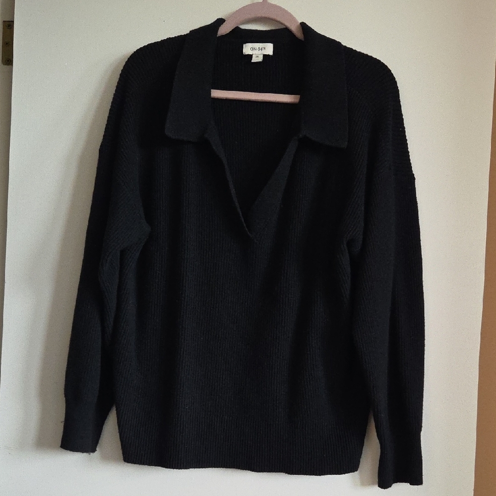 On 34th Black Collared Sweater